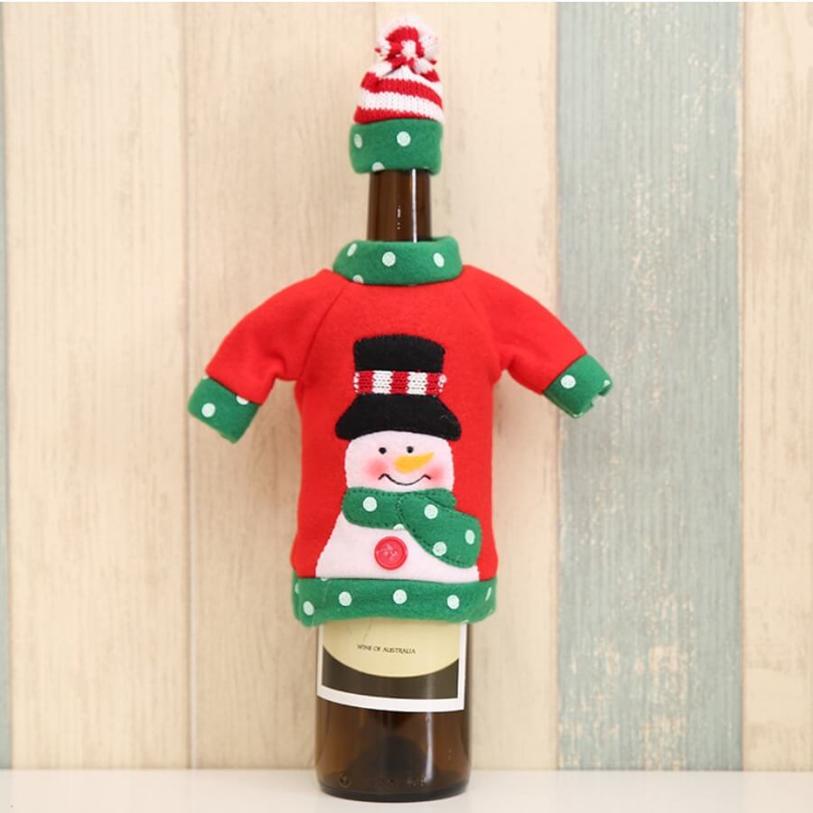 

Lovely Christmas Day Cartoon Red Decorative Wine Bag