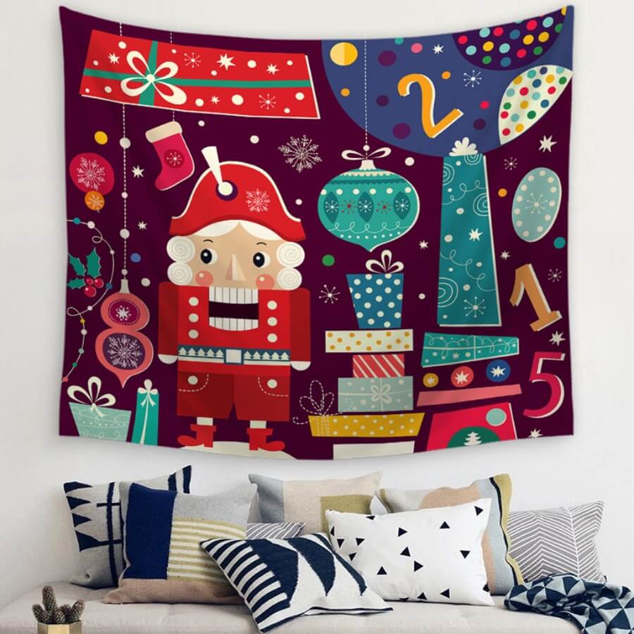 

Lovely Christmas Day Cartoon Print Red Decorative Wall Cloth