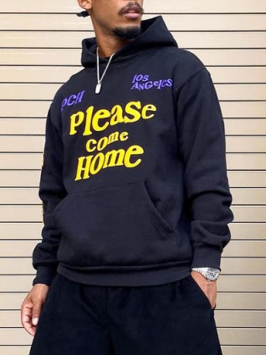 

Lovely Leisure Hooded Collar Letter Print Black Men Hoodie