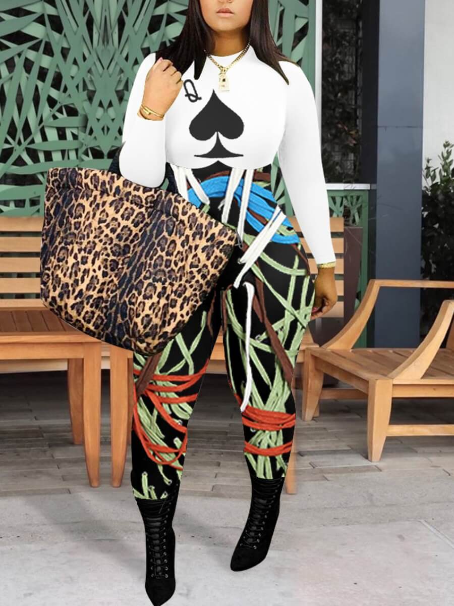 

Lovely Casual O Neck Print Patchwork White One-piece Jumpsuit
