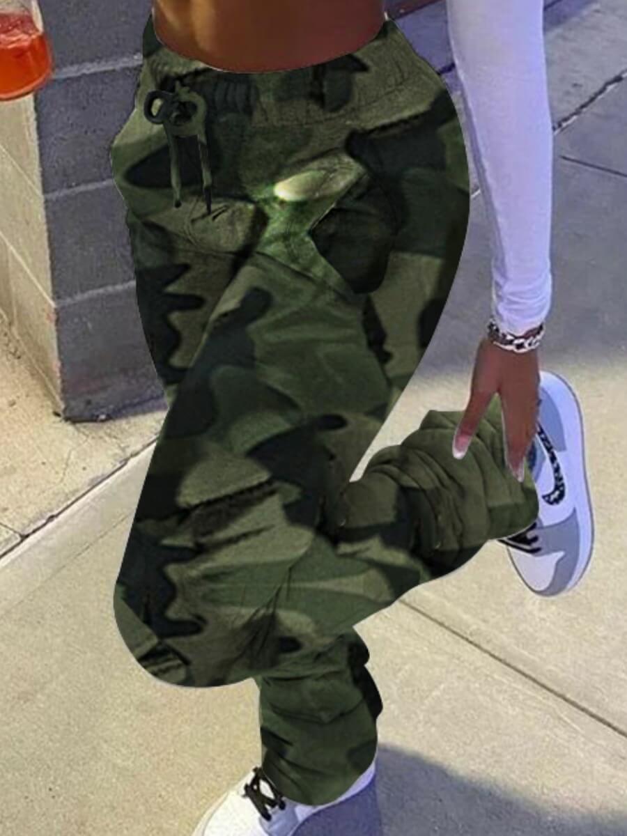 

Lovely Casual Camo Print Army Green Pants, Army green camouflag