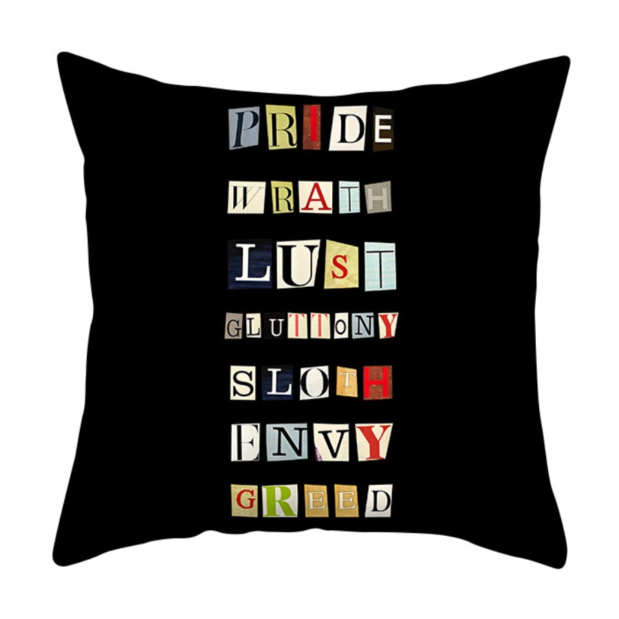 

Lovely Stylish Letter Print Black Decorative Pillow Case