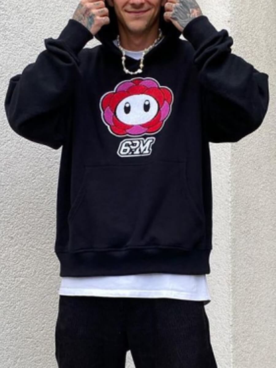 

Lovely Casual Hooded Collar Print Black Men Hoodie