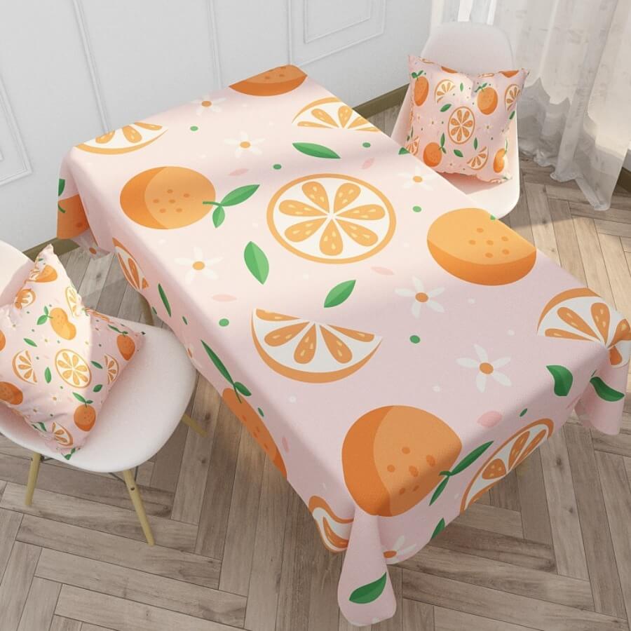 

Lovely Stylish Fruit Print Orange Table Linens