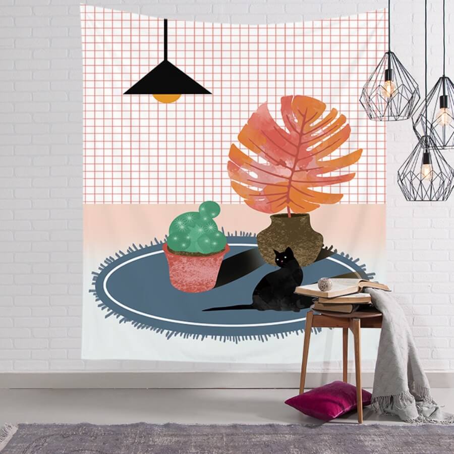 

Lovely Stylish Plants Print Orange Decorative Wall Cloth