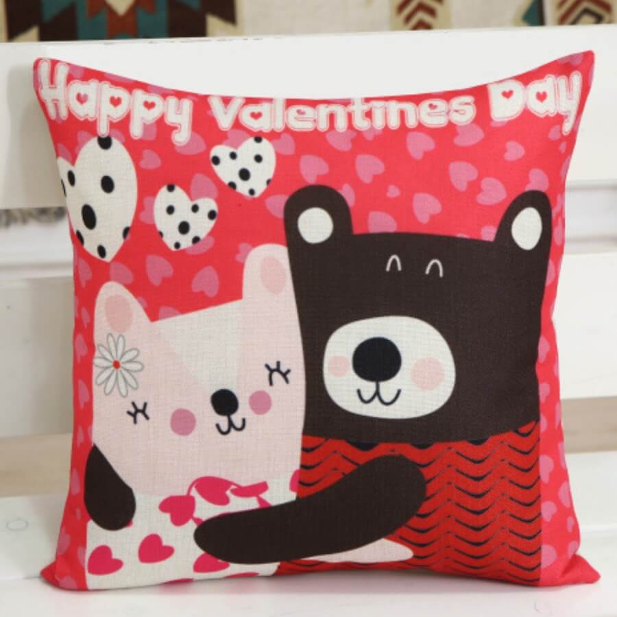 

Lovely Trendy Cartoon Print Pink Decorative Pillow Case
