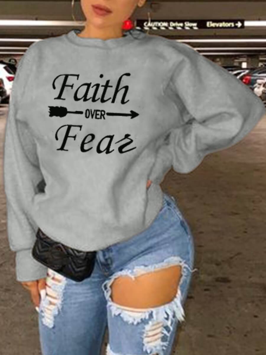 

Lovely Casual O Neck Letter Print Grey Hoodie
