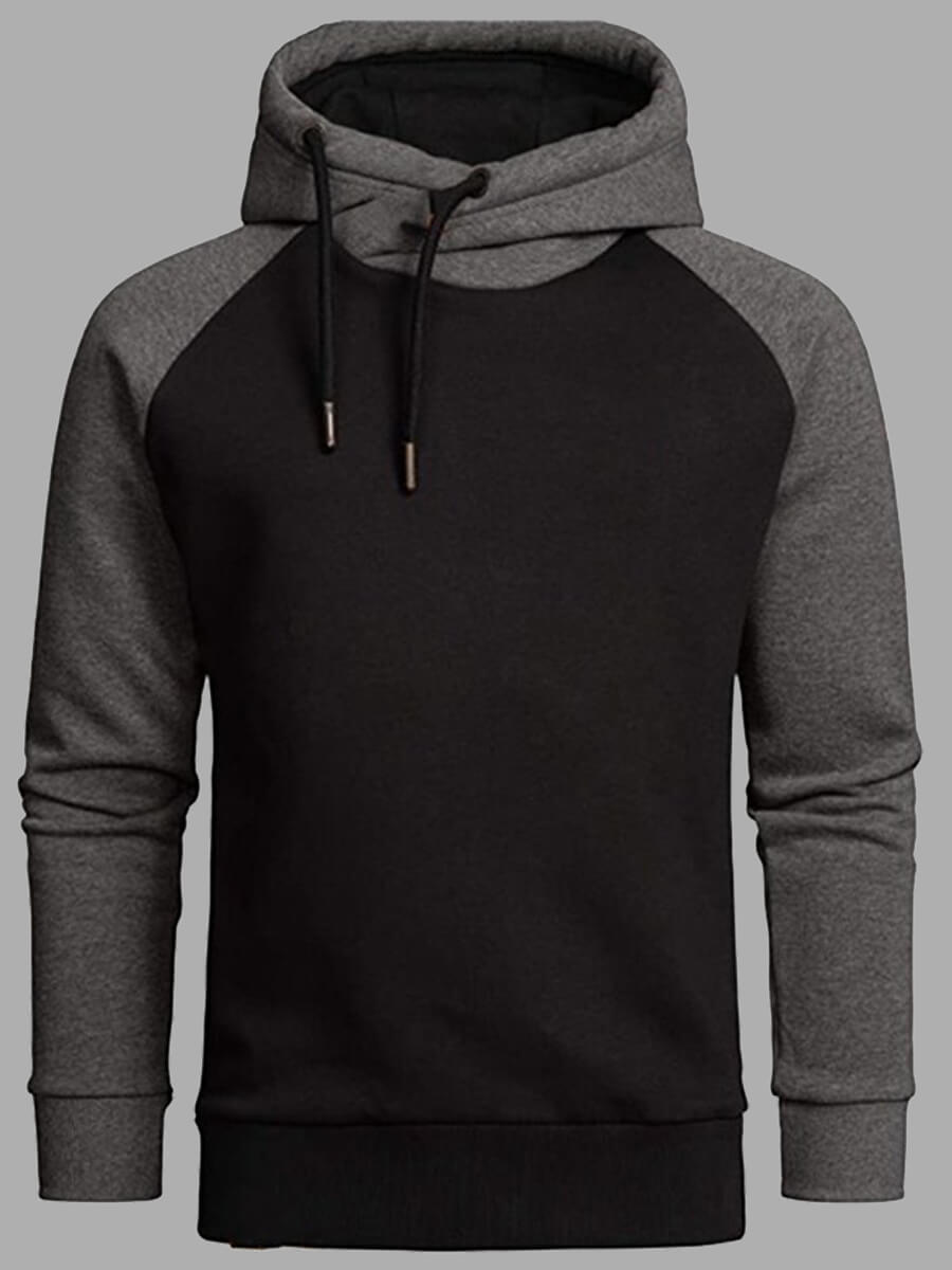 

Lovely Leisure Hooded Collar Patchwork Black Men Hoodies