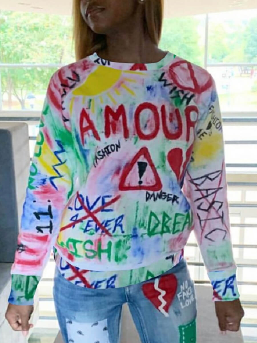 

Lovely Casual O Neck Letter Print White Hoodie