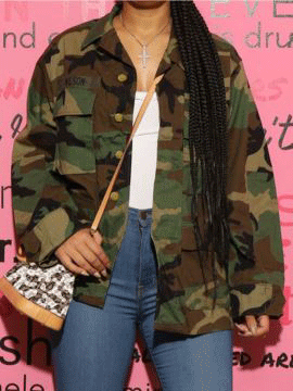 

Lovely Trendy Turndown Collar Camo Print Army Green Denim Jacket