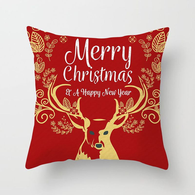 

Lovely Christmas Print Red Decorative Pillow Case