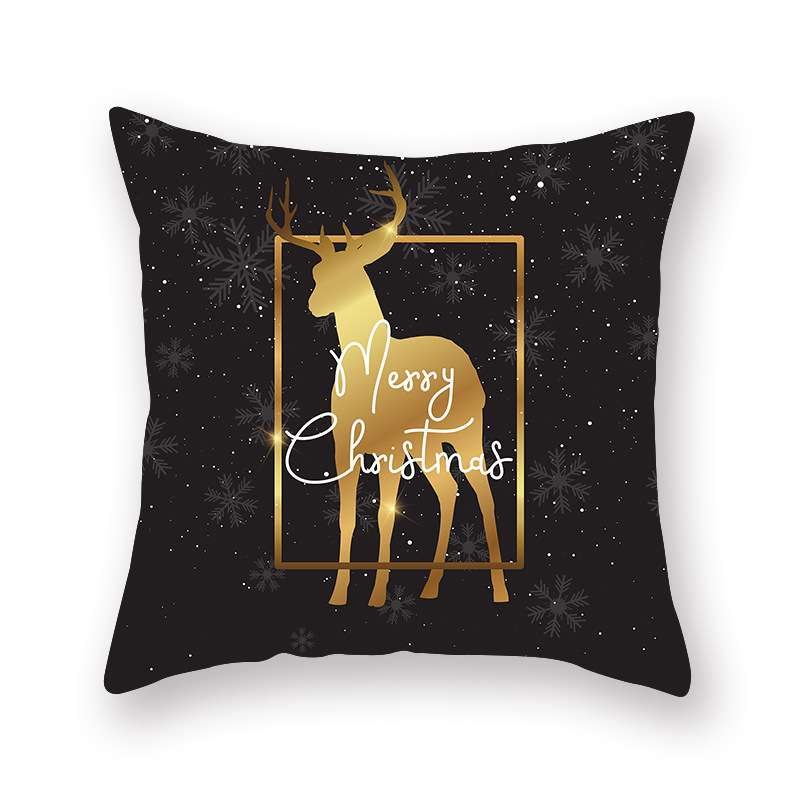 

Lovely Christmas Print Black Decorative Pillow Case