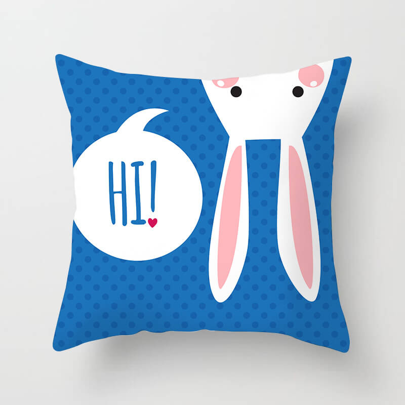 

Lovely Sweet Cartoon Print Blue Decorative Pillow Case