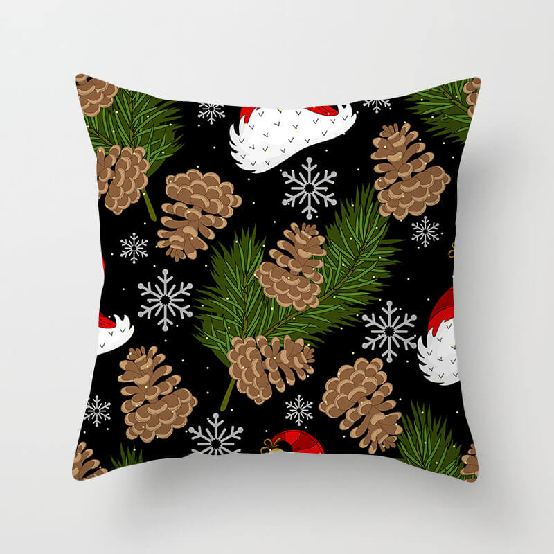

Lovely Christmas Print Green Decorative Pillow Case