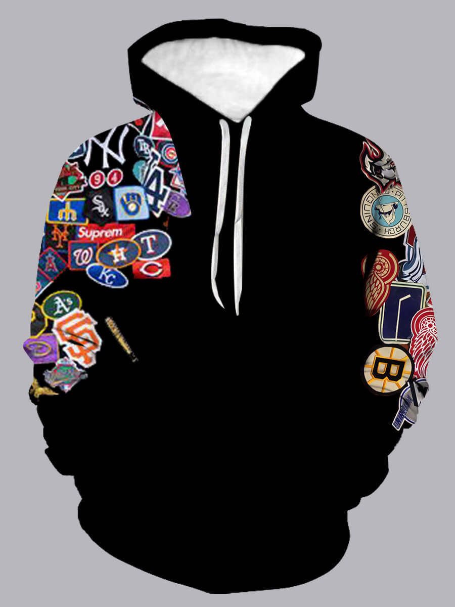 

Lovely Street Hooded Collar Print Black Men Hoodie