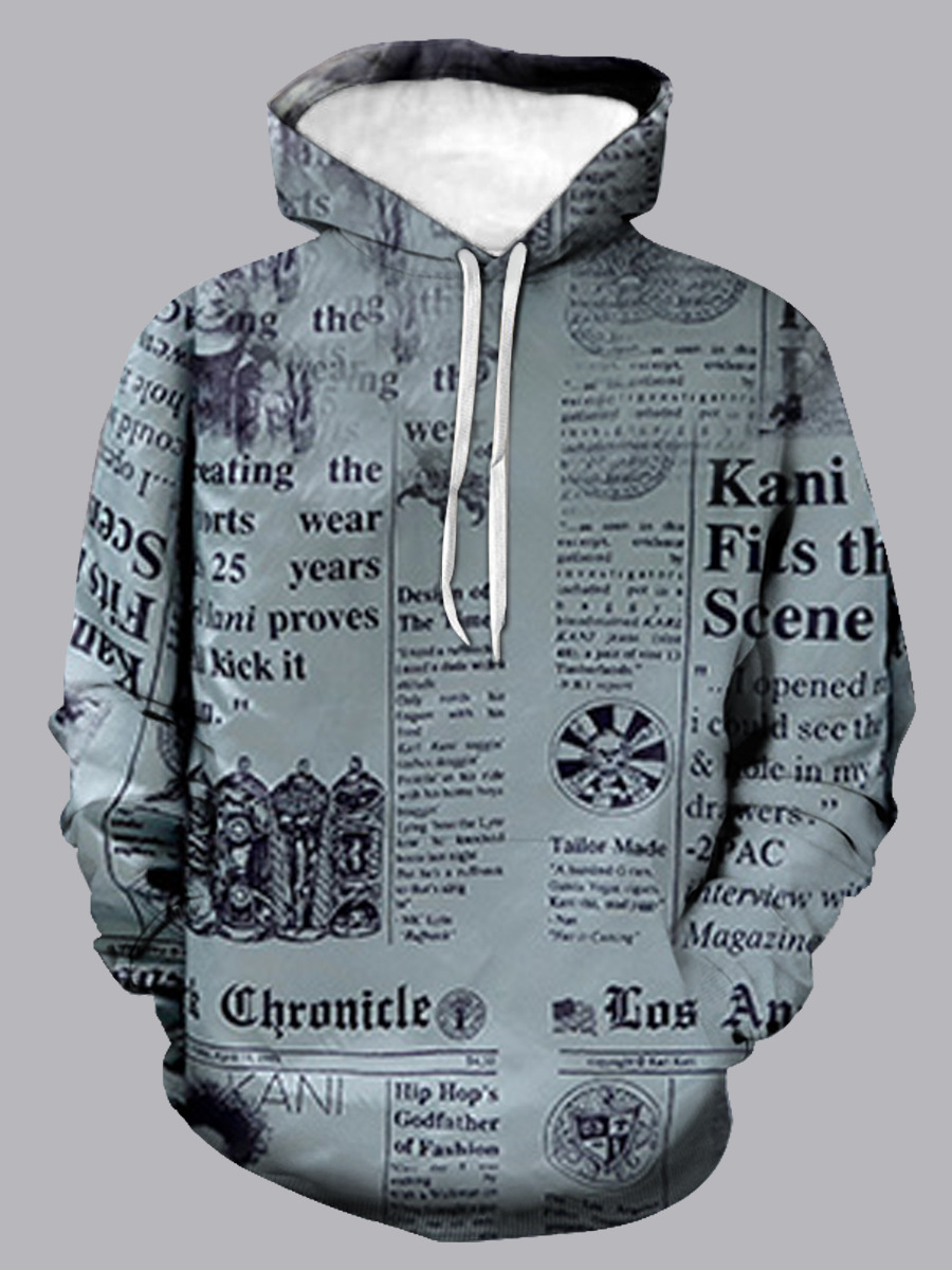 

lovely Street Hooded Collar Letter Print Grey Men Hoodie