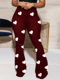 LW Plus Size High-waisted Heart Print Flared Pants