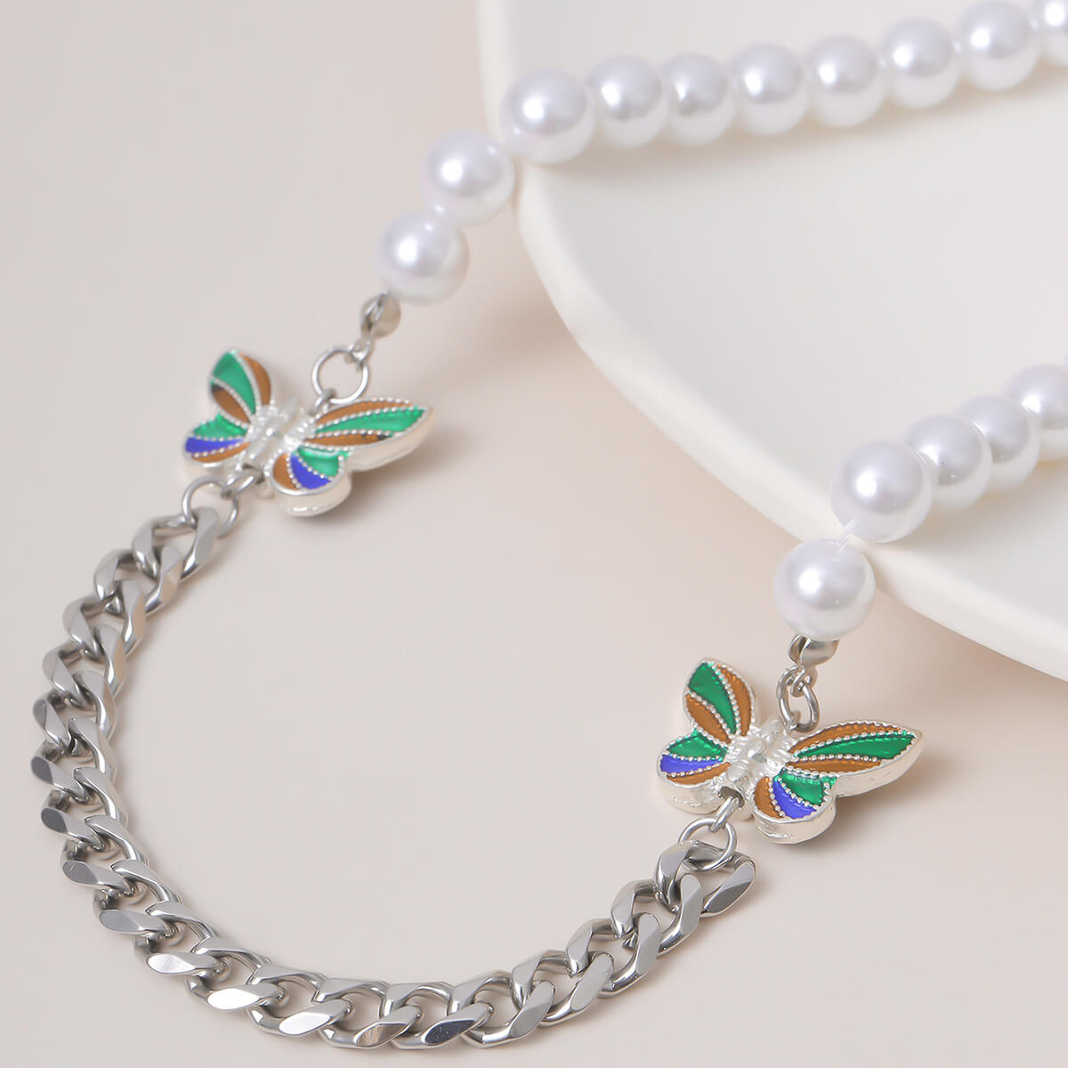 

Lovely Trendy Butterfly White Necklace