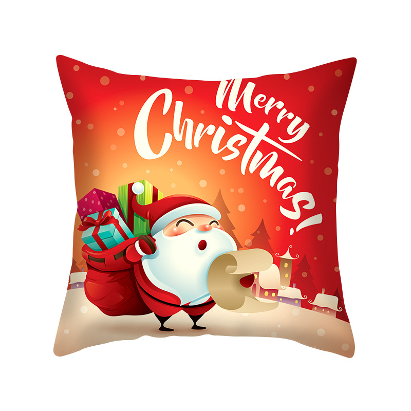 

Lovely Christmas Print Red Decorative Pillow Case