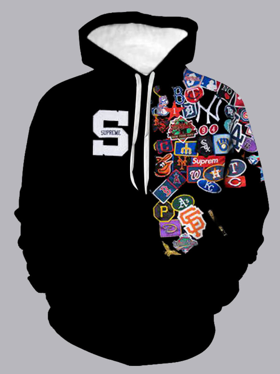 

Lovely Casual Hooded Collar Print Black Men Hoodie