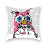 Lovely Trendy Cartoon Print Pink Decorative Pillow