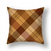 Lovely Trendy Grid Print Brown Decorative Pillow C