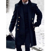 LW Men Stylish Turndown Collar Buttons Design Navy