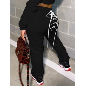 LW Casual Bandage Design Black Pants