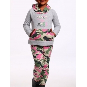 Lovely Casual Hooded Collar Camo Print Patchwork G