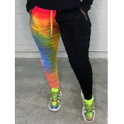 Lovely Casual Patchwork Tie-dye Black Plus Size Pa