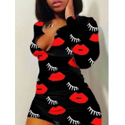LW Lip Print Black Romper
