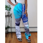 Lovely Street Print Blue Pants