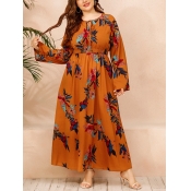 LW Plus Size Floral Print A Line Dress