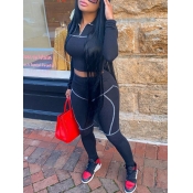 LW Turndown Collar Patchwork Tracksuit Pants Set