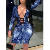 LW Deep V Neck Bandage Design Dress