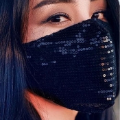 Lovely Sequined Black Face Mask