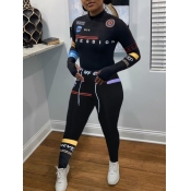 LW Turtleneck Letter Print Pants Set