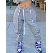 Lovely Casual Patchwork Grey Pants