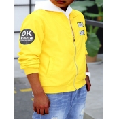 Lovely Boy Street Hooded Collar Print Black Two-pi