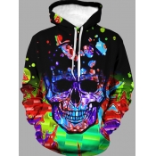 LW Men Hooded Collar Print Hoodie