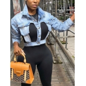 Lovely Street Turndown Collar Hollow-out Baby Blue