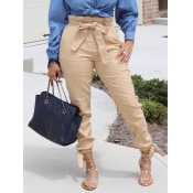Lovely Stylish Lace-up Khaki Pants