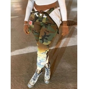 Lovely Casual Camo Print Army Green Pants
