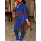 Lovely Sportswear Zipper Design Patchwork Royalblu