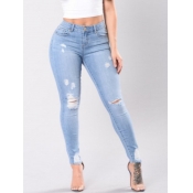 Lovely Street Broken Holes Baby Blue Jeans