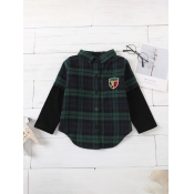 Lovely Trendy Shirt Collar Grid Print Blackish Gre