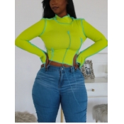 LW Street Turtleneck Patchwork Green T-shirt