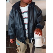 Lovely Street Hooded Collar Zipper Design Black Bo