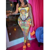 LW SXY Figure Print Striped Cami Jumpsuit