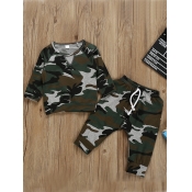 Lovely Sportswear O Neck Camo Print Boy Two-piece 